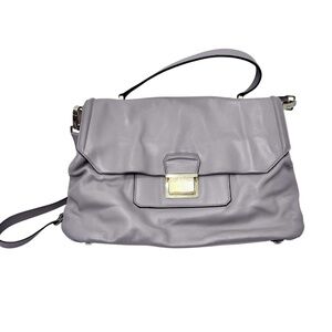 MIU MIU CLAY GREY VITELLO SOFT LEATHER TOP HANDLE FLAP SHOULDER BAG SATCHEL